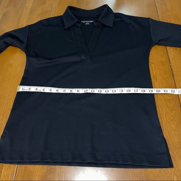 Soft Surroundings Women’s Blue V Neck Long Sleeve Point Collar Knit‎ Blouse PXS - Picture 8 of 12